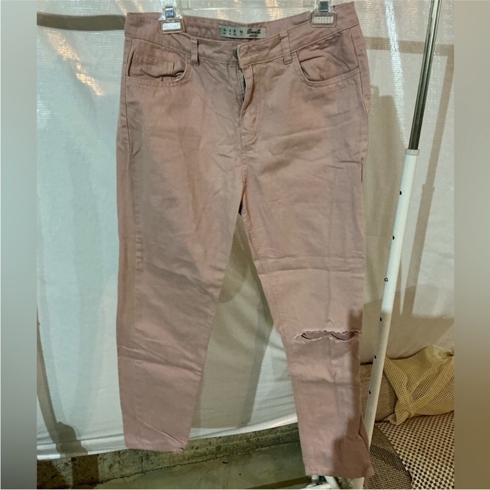 Dorothy Perkins Pink Ankle Cropped Jeans Distressed